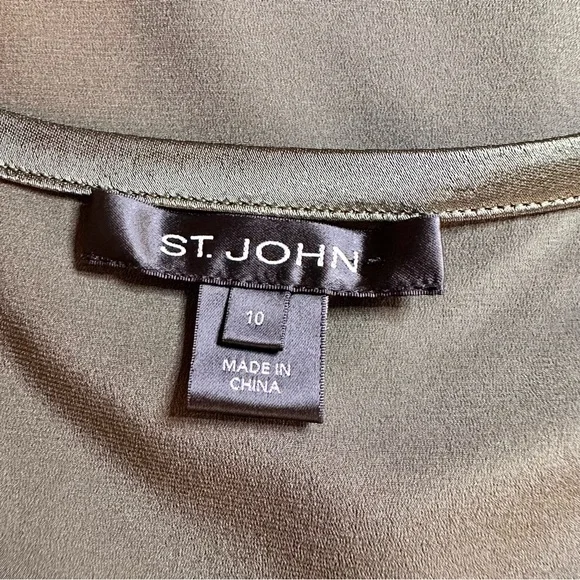 Vtg St. John Black Label Sz 10 Top Green Silk Blend Sleeveless Tank Luxury Layer - Picture 5 of 12